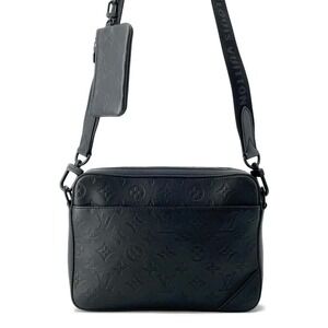 Louis Vuitton Monogram Shadow Black Duo Messenger Shoulder Bag Black